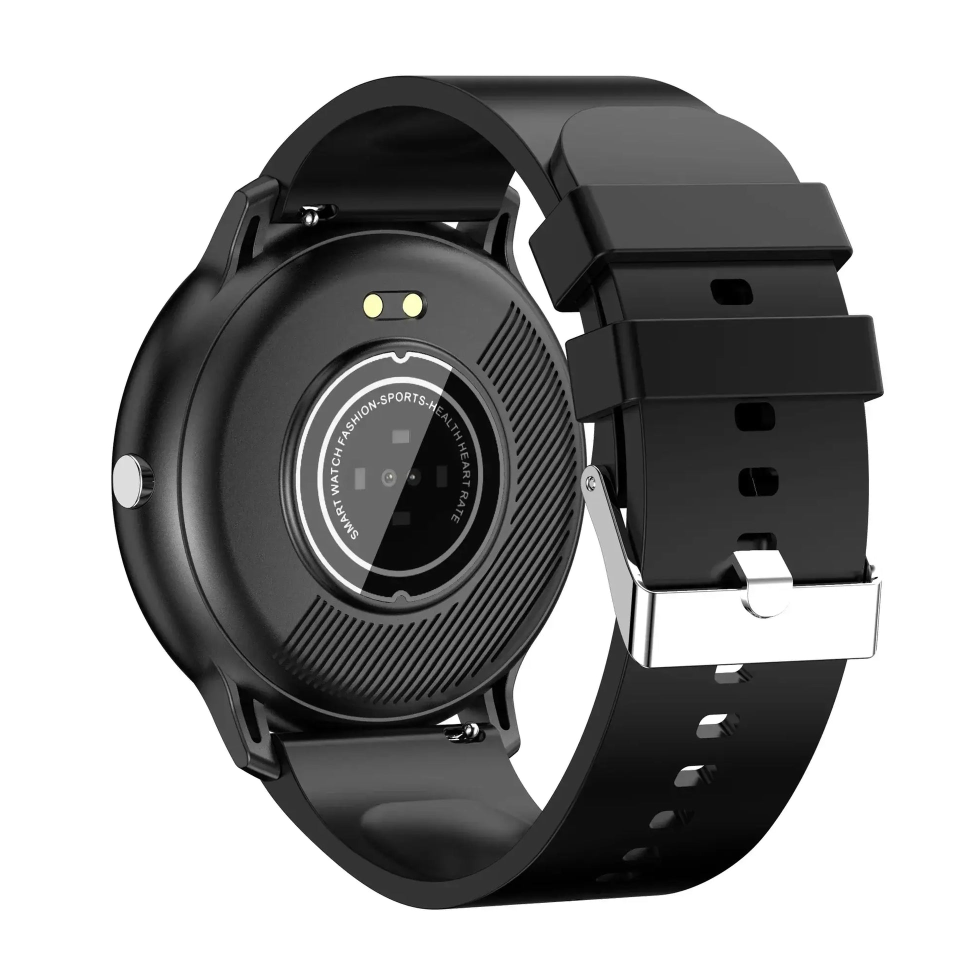 Black Touch Dial Fitness tracker smartwatch with silicone strap, heart rate sensor, waterproof IP67