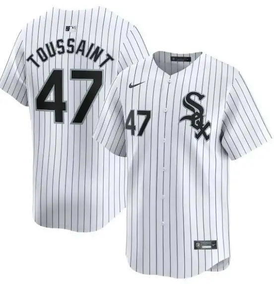 White pinstripe baseball jersey worn by Touki Toussaint for Chicago White Sox Nike Home limited edition