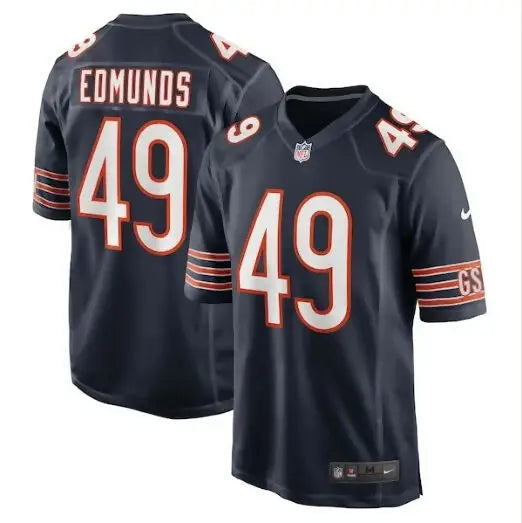 Dark blue Tremaine Edmunds Chicago Bears Nike game jersey with number 49 and name EDMUNDS