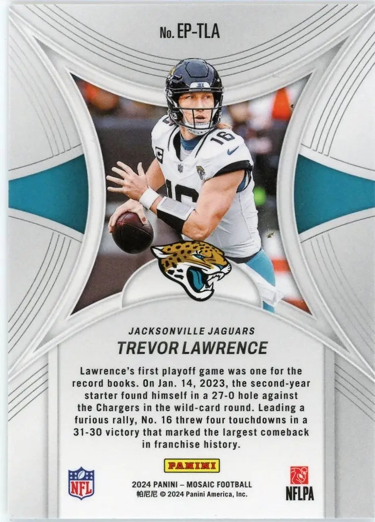 Trevor Lawrence 2024 Panini Mosaic Epic Performers football card Jacksonville Jaguars