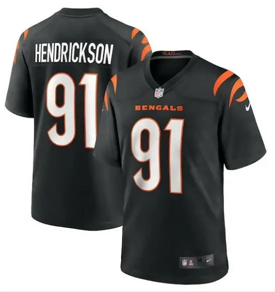 Black Cincinnati Bengals Trey Hendrickson #91 Nike Game Jersey displayed on product page