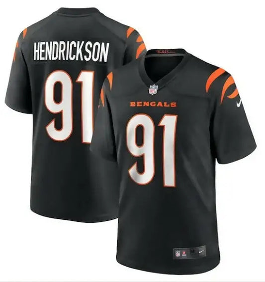 Black Cincinnati Bengals Trey Hendrickson #91 Nike Game Jersey displayed on product page