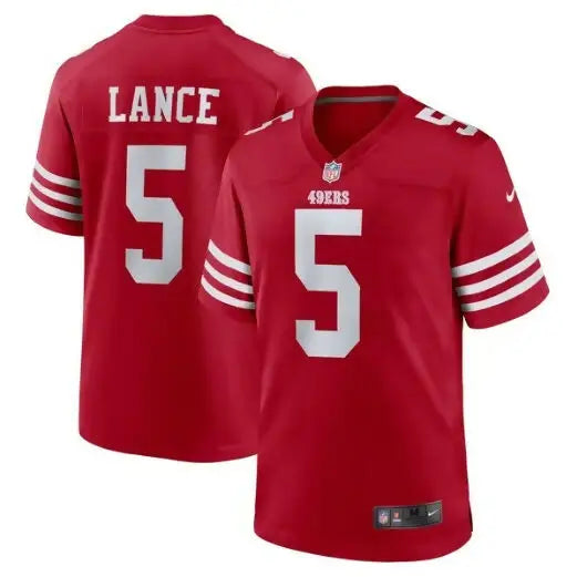 Red Trey Lance San Francisco 49ers Nike Game Jersey with number 5 and LANCE on back