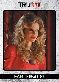 Blonde woman in red top on True Blood Archives P5 Promo Card SDCC 2013 trading card