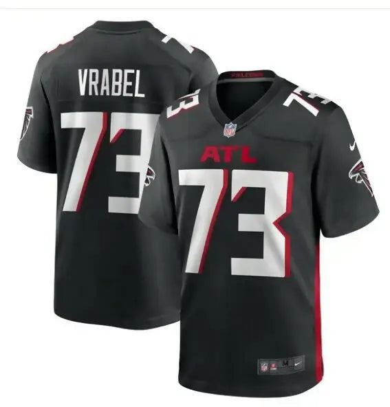 Black NFL Tyler Vrabel Atlanta Falcons Nike Player Game Jersey on display