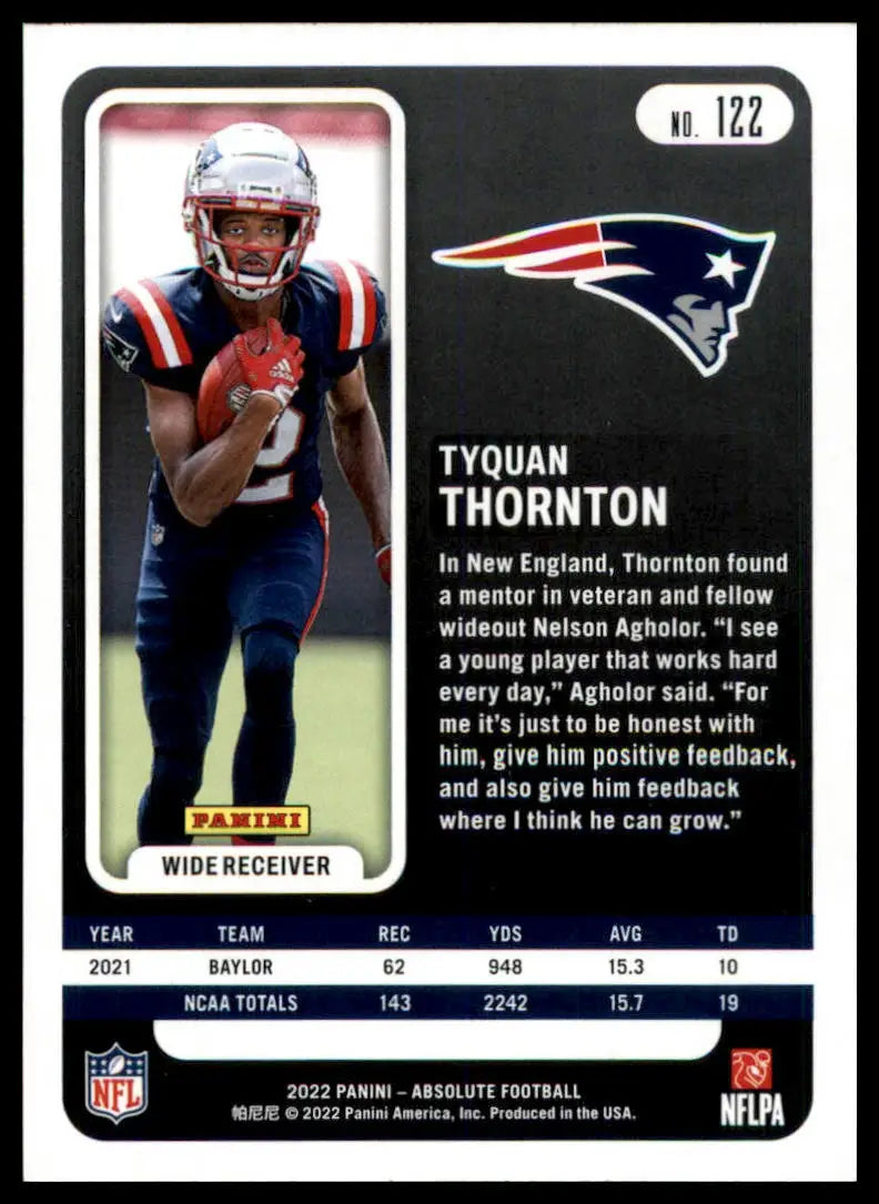 Tyquan Thornton football card from Panini Absolute Rookie 2022 Panini Absolute Retail