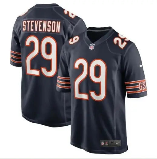 Dark blue Tyrique Stevenson Chicago Bears Nike Game Jersey with number 29 and Stevenson on back