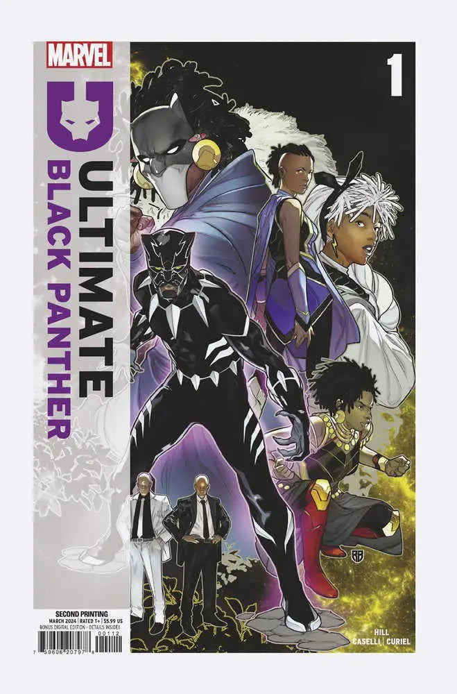 Comic book cover for Ultimate Black Panther #1 with dynamic characters in action