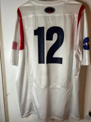 White Under Armour men’s sports jersey with 12 on the back in XL size