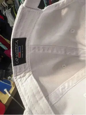 White cap America North State hat with black tag, adjustable unisex baseball cap