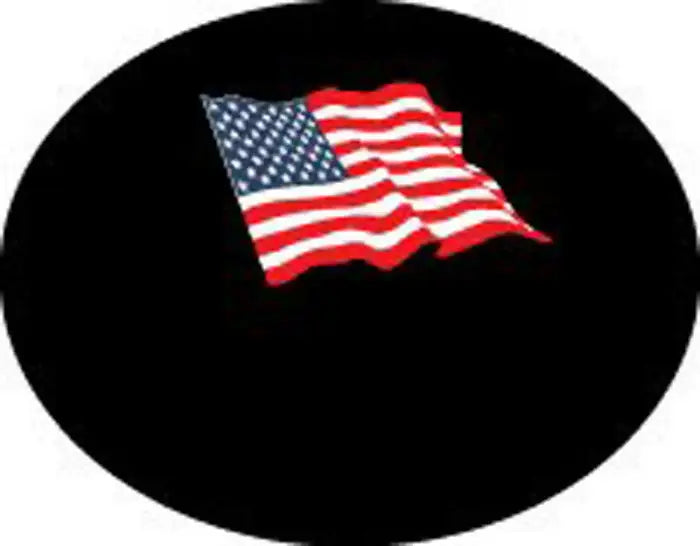Universal Satellite Dish Cover with waving USA flag imprint against black background