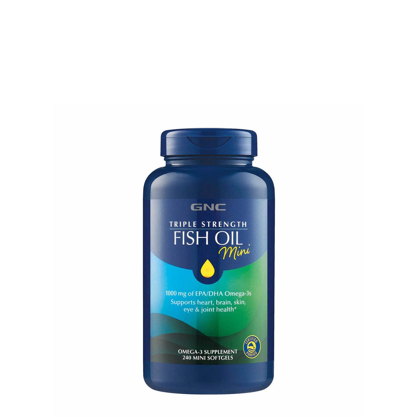 GNC Triple Strength Omega-3 Fish Oil Minis 1000mg | Heart Brain Joint & Eye Support with EPA & DHA | Non-GMO Gluten Free | 240 Mini Softgels