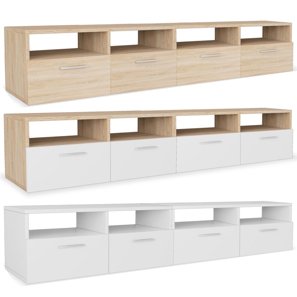 vidaXL TV Stand TV Console Sideboard TV Unit Media Unit 2 Pcs Engineered Wood-3