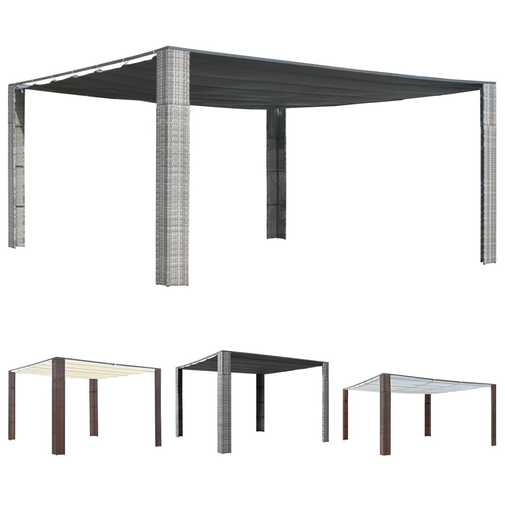 vidaXL Gazebo Outdoor Canopy Tent Patio Pavilion Shade with Roof Poly Rattan-4