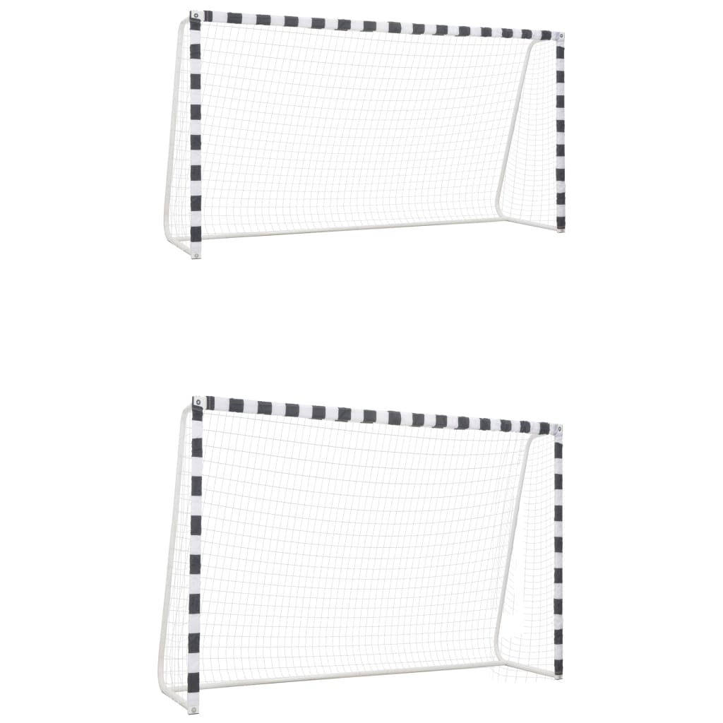 vidaXL Soccer Goal Training Soccer Net Practice Net Metal Black and White-2