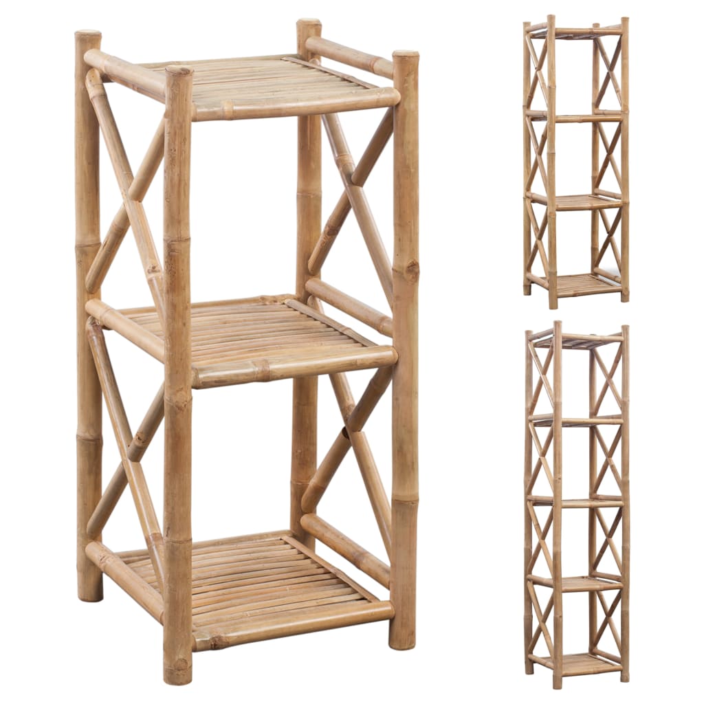vidaXL 3/4/5-Tier Square Bamboo Shelf Display Shelving Rack Stand Organizer-5