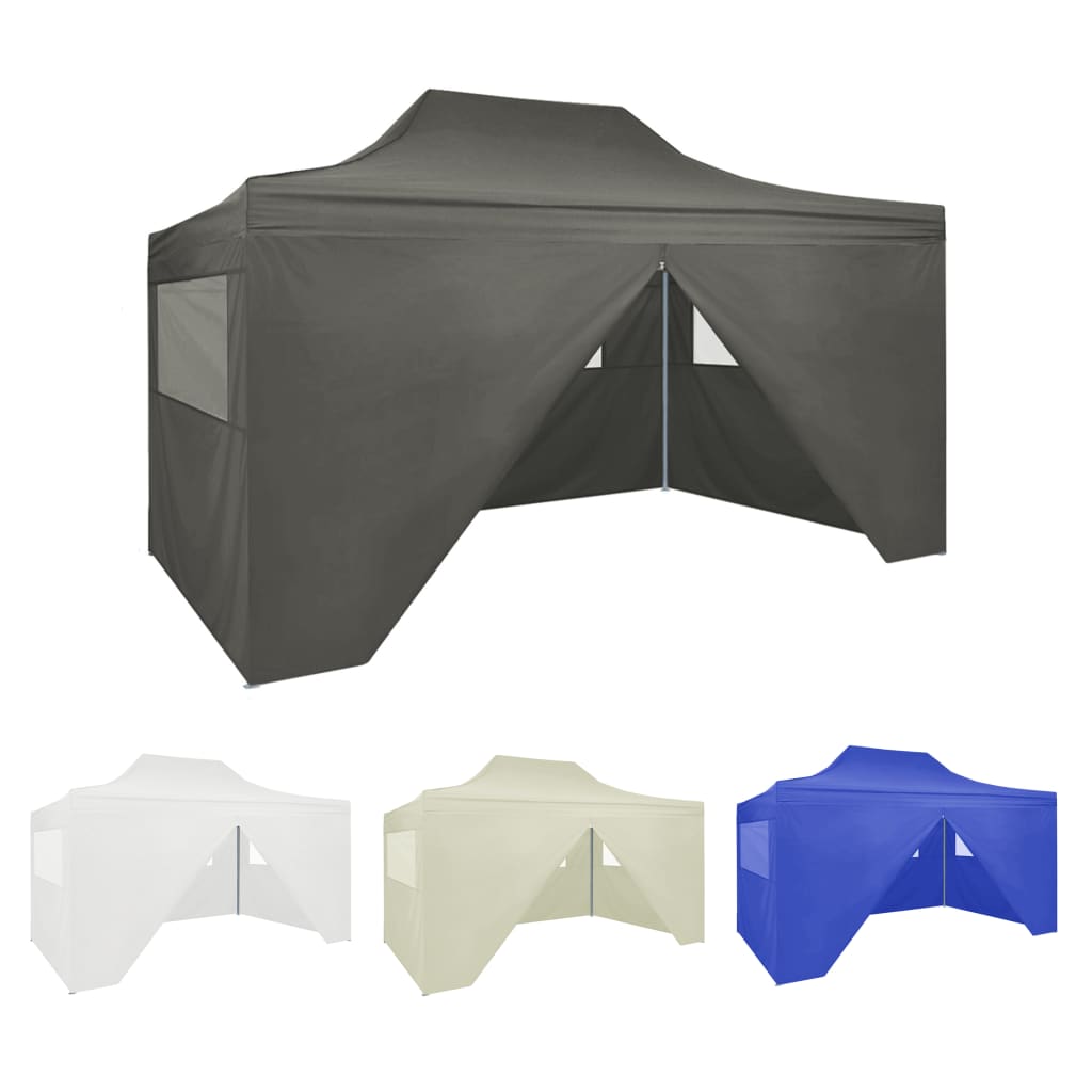 vidaXL Party Tent Outdoor Canopy Folding Patio Gazebo with 4 Sidewalls Steel-5