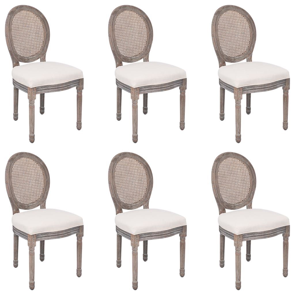 vidaXL Dining Chairs Accent Dining Side Chair with Rattan Back Cream Fabric-5