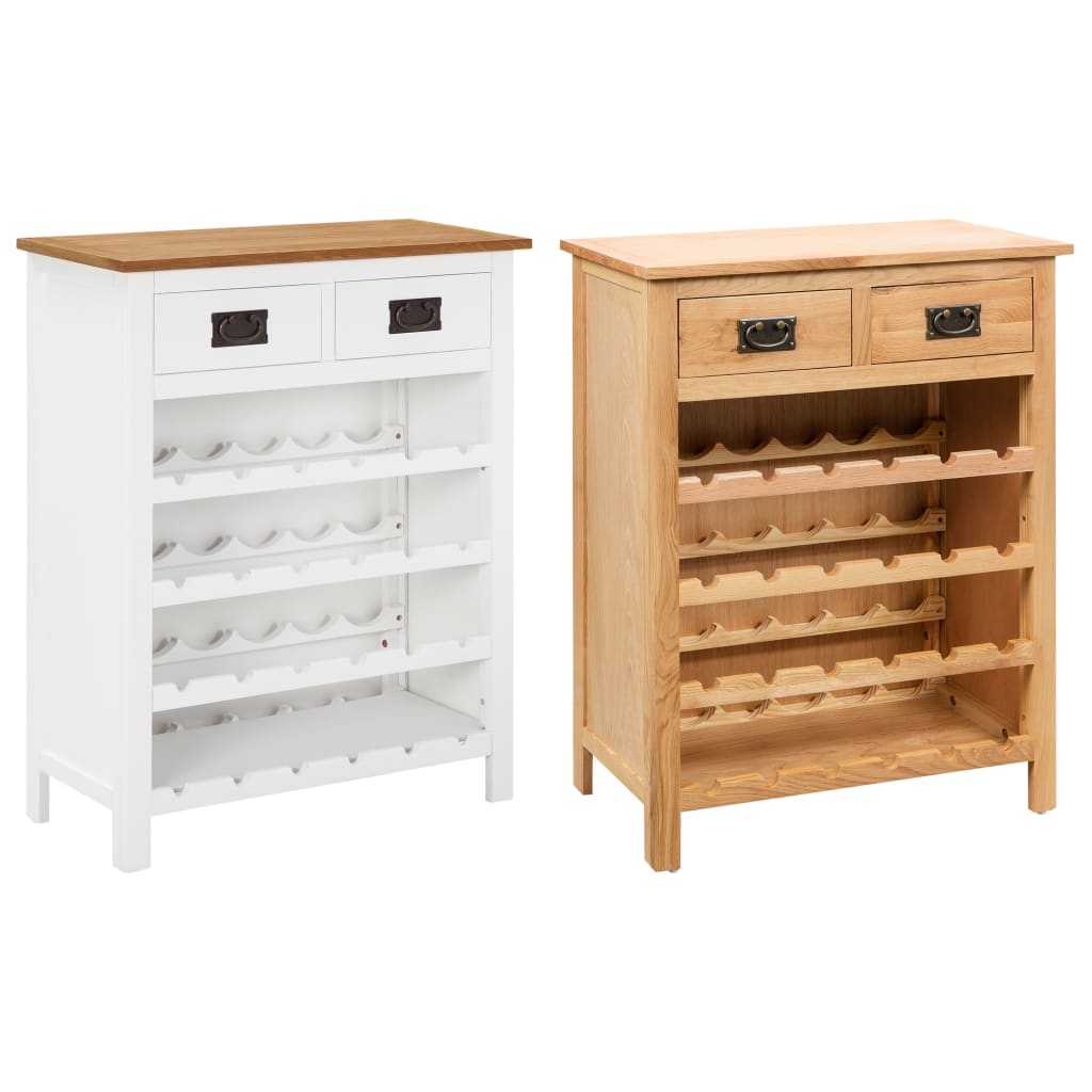 vidaXL Wine Cabinet Bottle Holder 2 Drawers Floor Wine Cabinet Solid Oak Wood-0