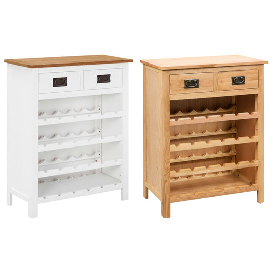 vidaXL Wine Cabinet Bottle Holder 2 Drawers Floor Wine Cabinet Solid Oak Wood-0