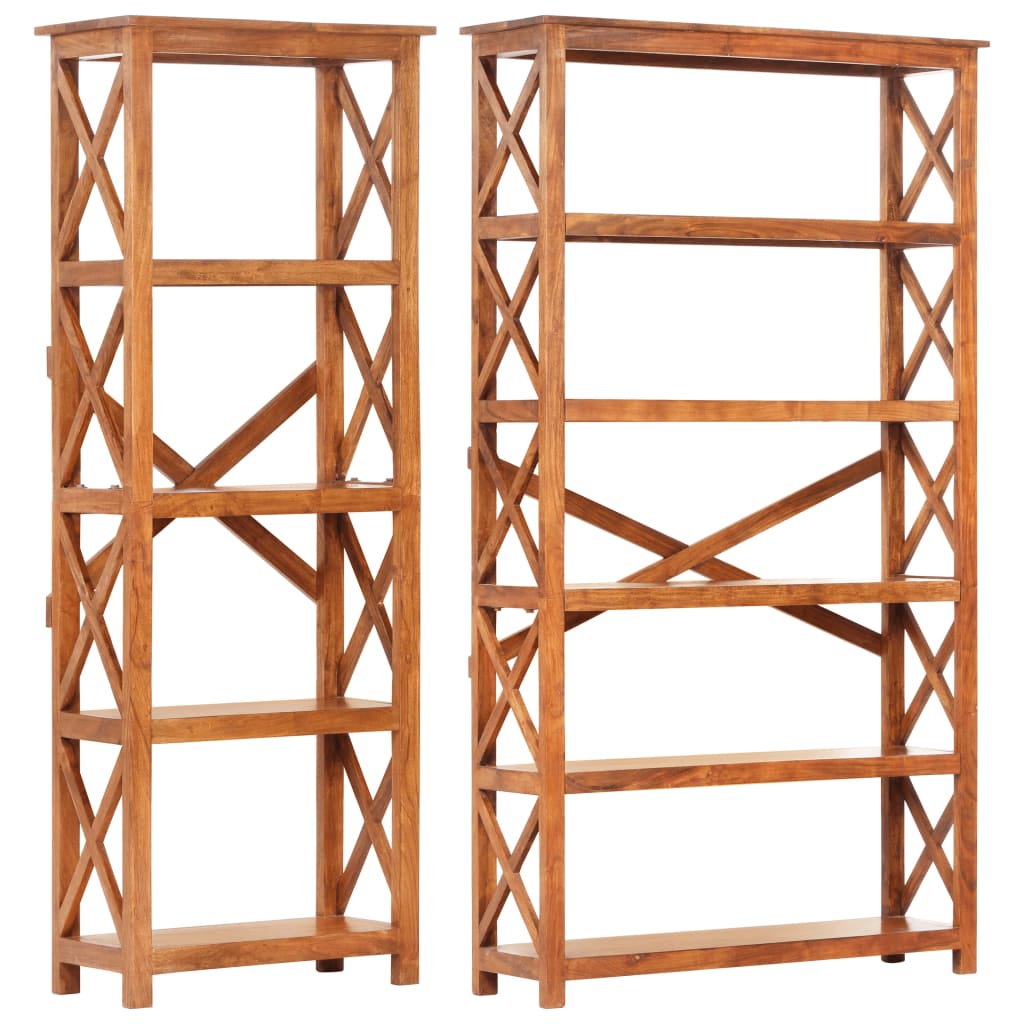 vidaXL Bookshelf Book Rack Standing Shelves Wall Bookcase Solid Wood Acacia-4