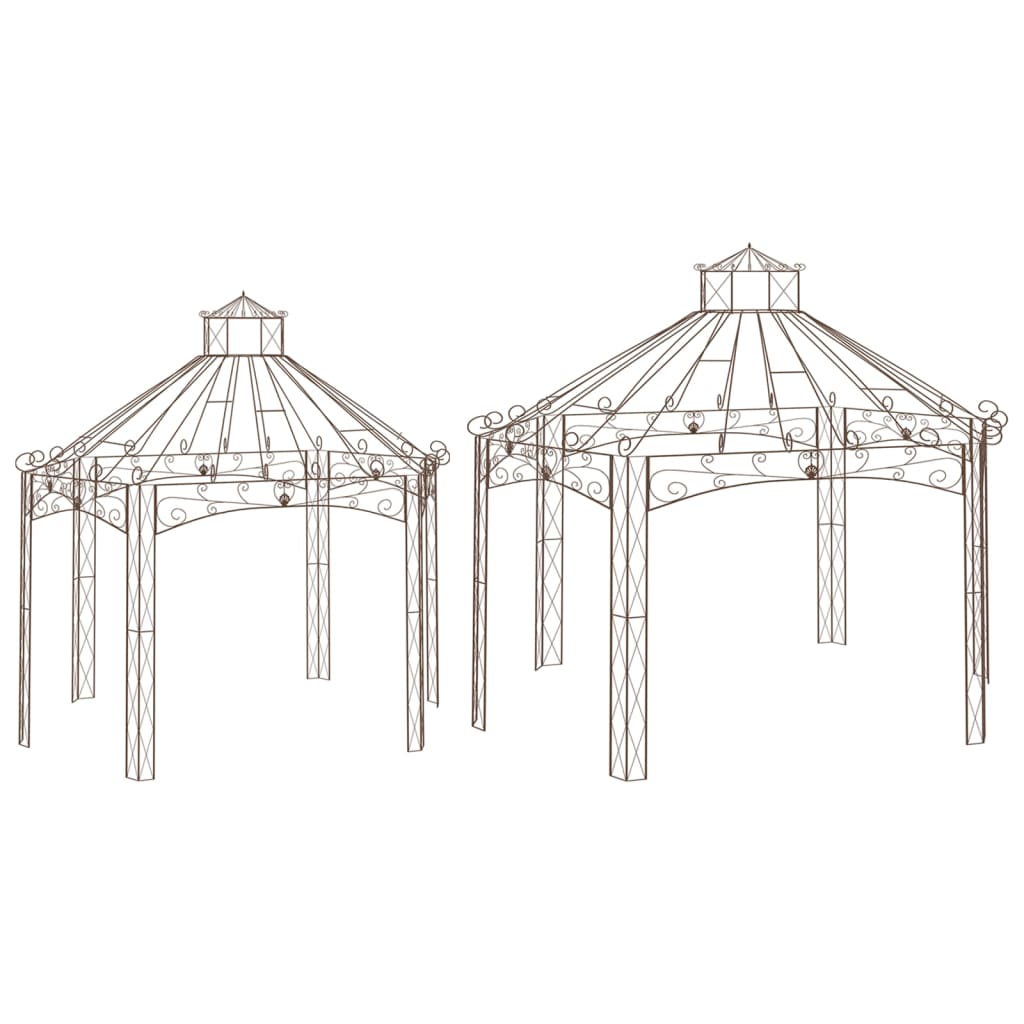 vidaXL Garden Pavilion Antique Brown 157.5"x101.6"x148.8" Iron-0