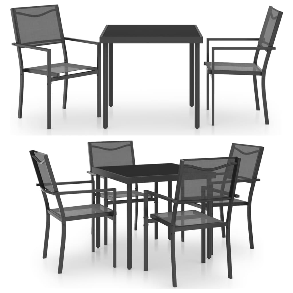 vidaXL Patio Dining Set Outdoor Table and Chair Patio Conversation Set Steel-4