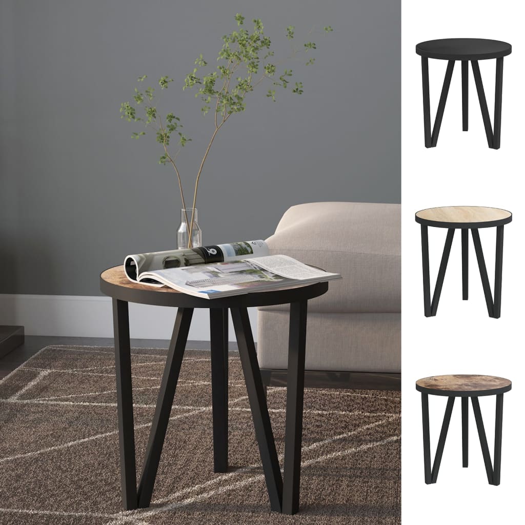 vidaXL Tea Table Accent Coffee Side Table with Steel Frame and Yellow MDF-3