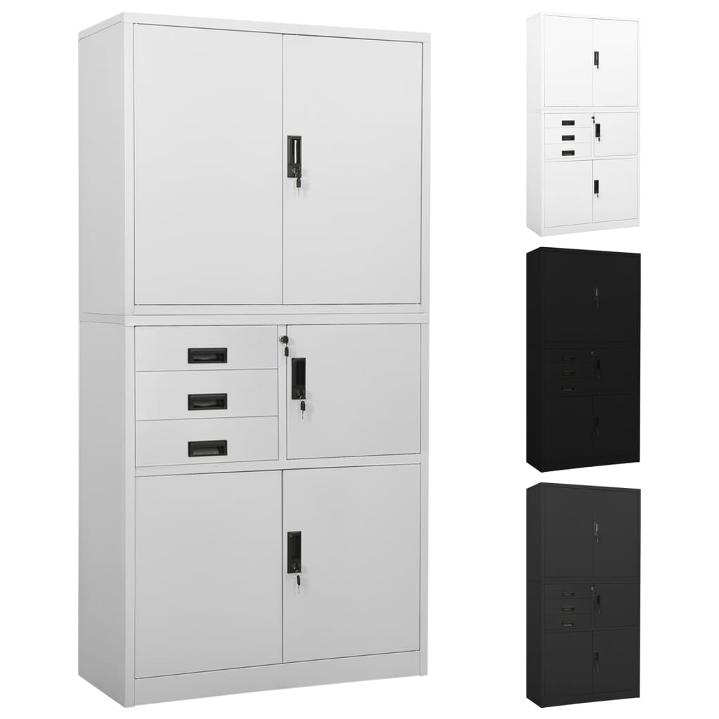 vidaXL Filing Cabinet Storage File Cabinet with Shelves for Living Room Steel-5