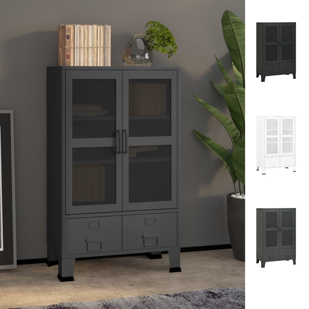 vidaXL Storage Cabinet Office Cabinet with Mesh Doors for Living Room Metal-4