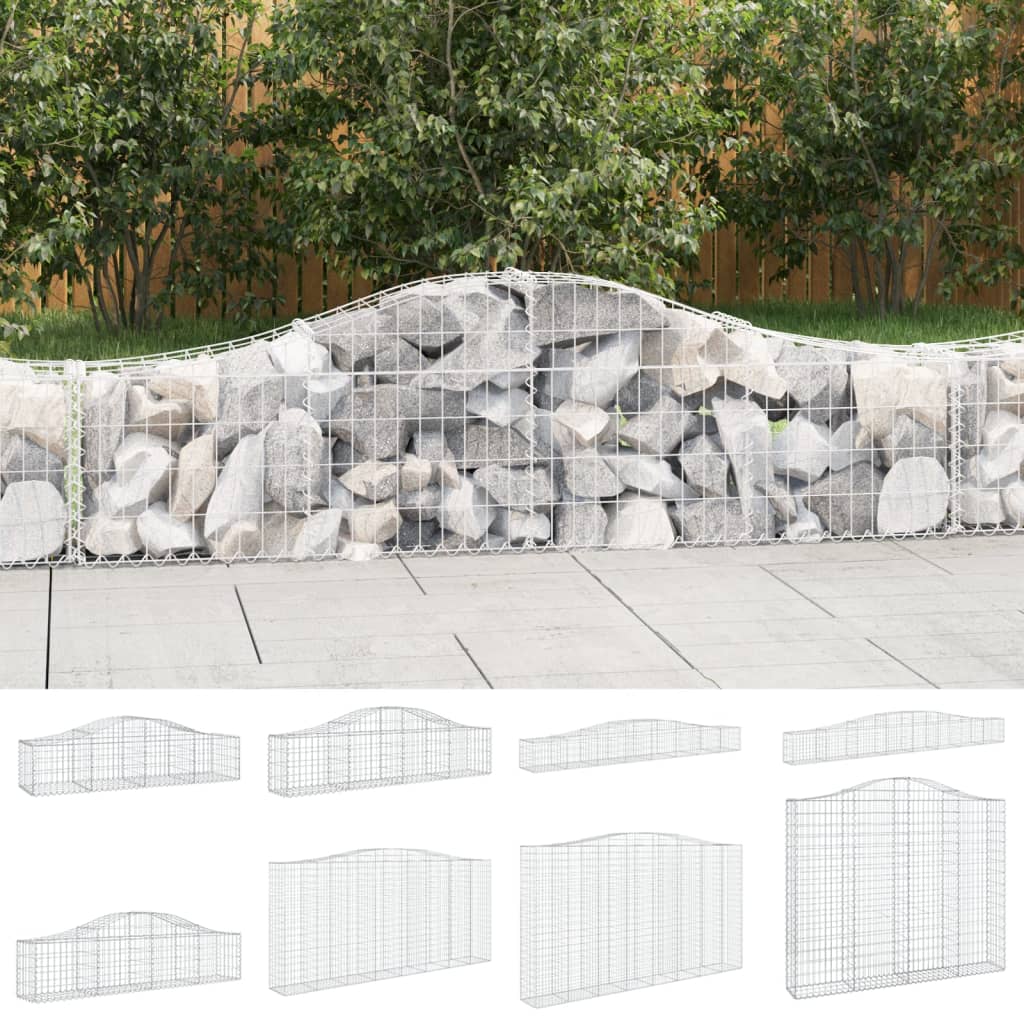 vidaXL Gabion Basket Arched Gabion Basket Planter for Flower Galvanized Iron-4