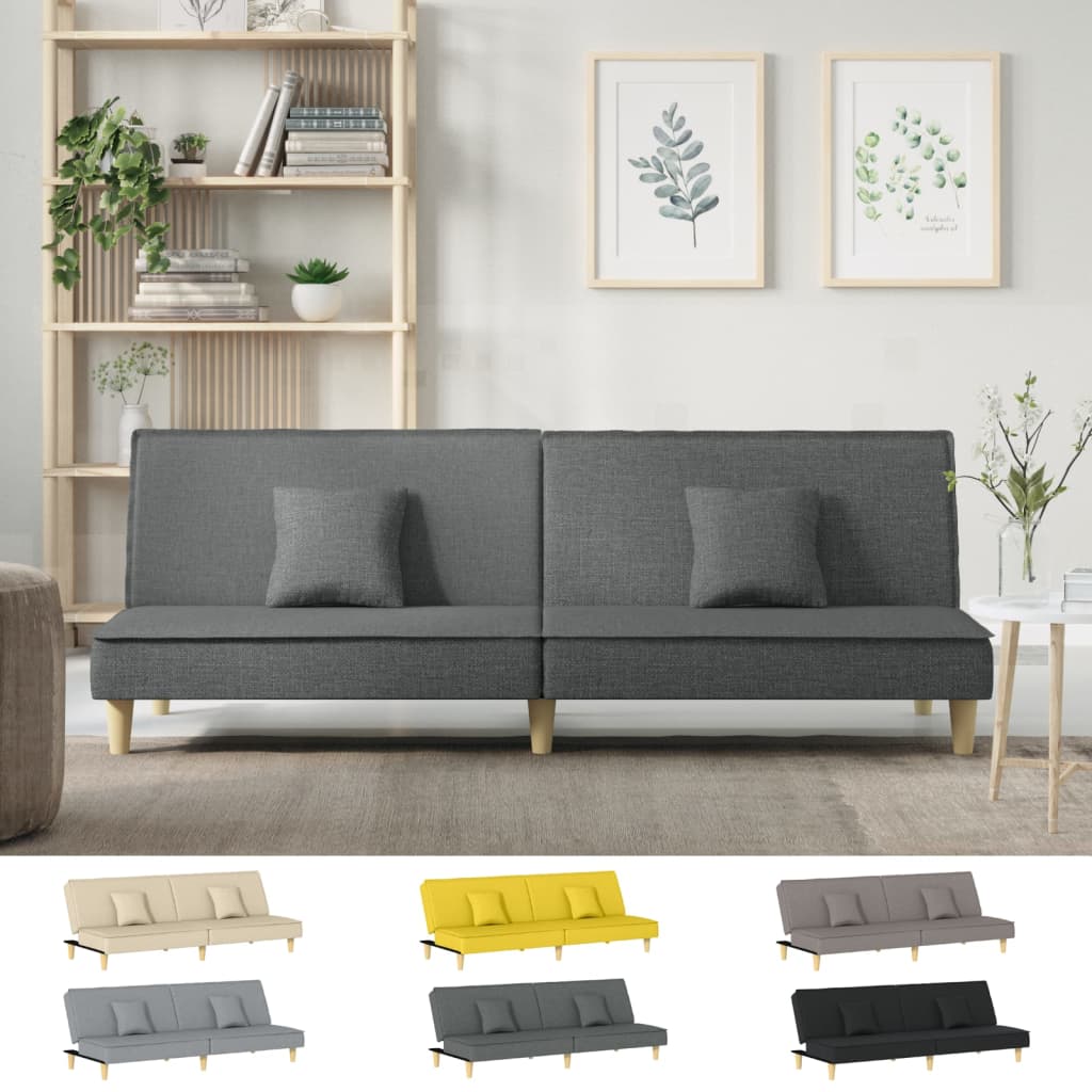 vidaXL Sofa Bed Modern Loveseat Sleeper Sofa Guest Bed with Pillows Fabric-4
