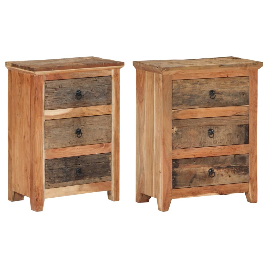 vidaXL Sideboard 23.6"x13"x29.5" Solid Acacia Wood and Reclaimed Wood-3