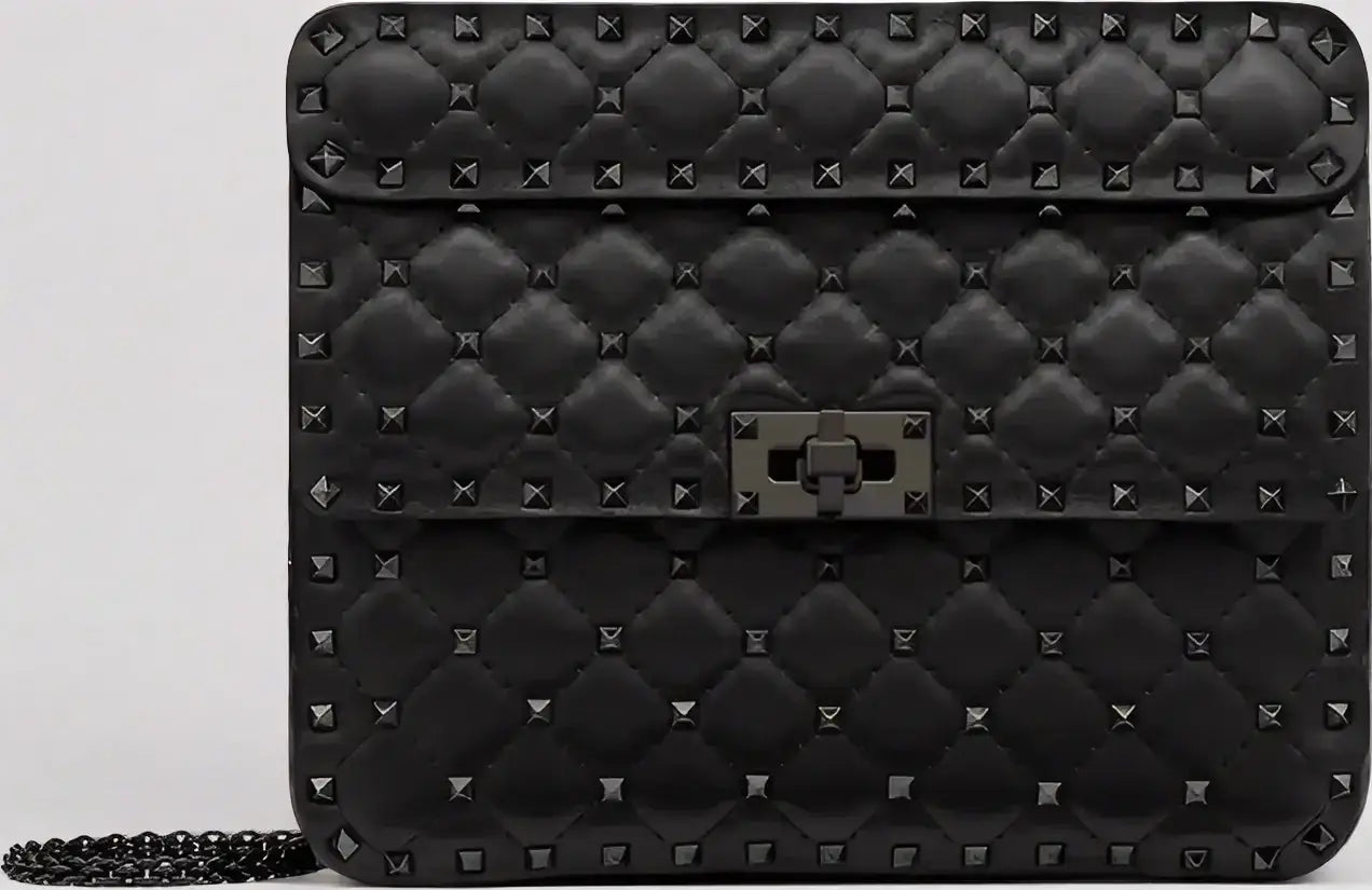 Black Nappa leather Valentino Garavani Spike Bag with studded chain strap