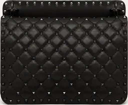 Black Nappa leather Valentino Garavani Spike Bag with silver stud embellishments