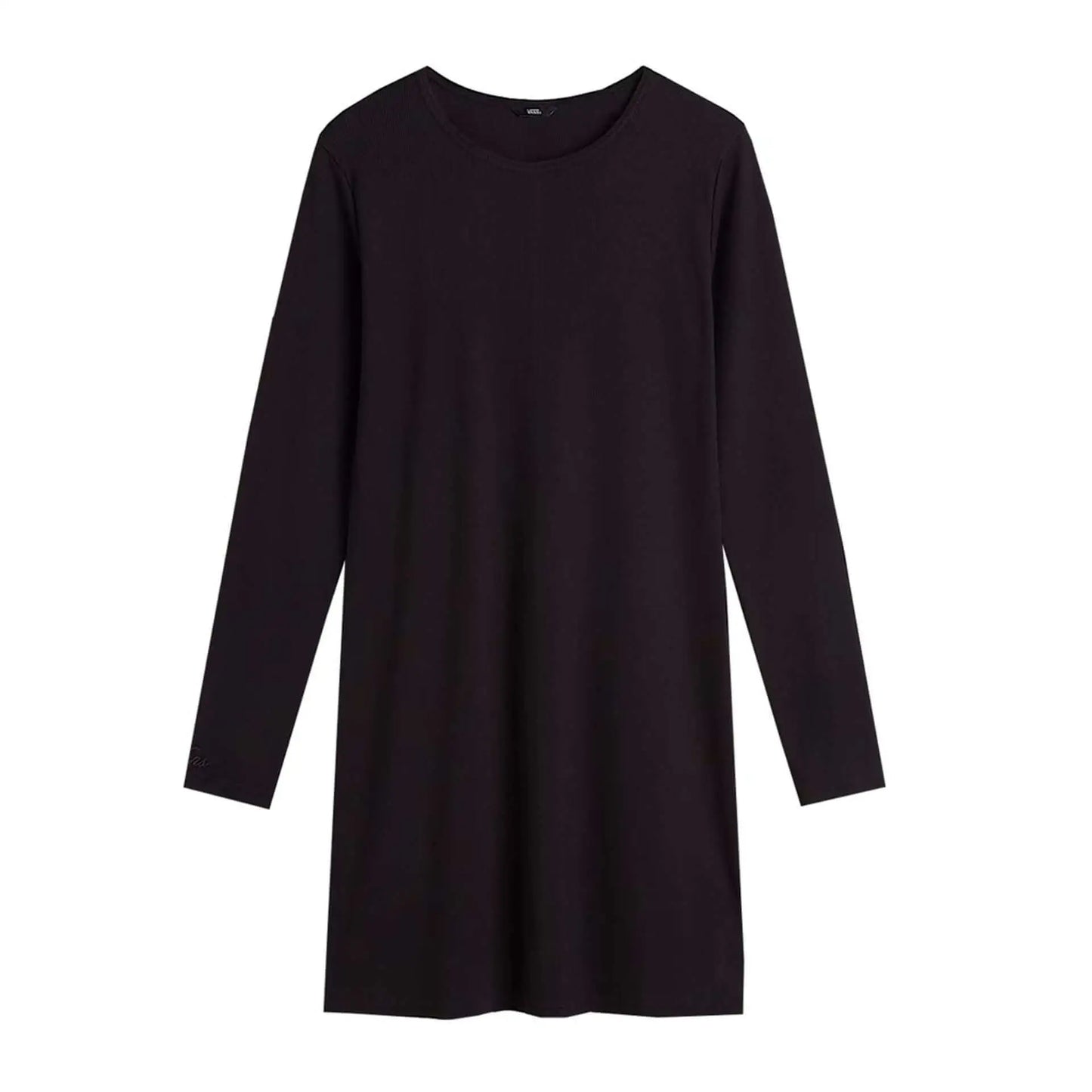 Vans Womens Black Long Sleeve Tunic Dress with Round Neck for Womens Black Fashion