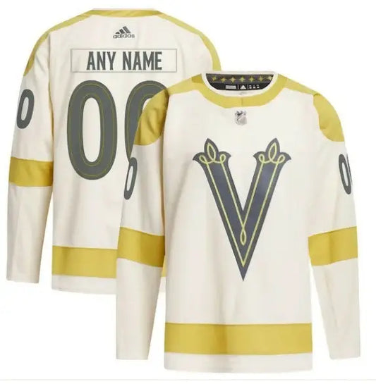 Cream and gold Vegas Golden Knights adidas 2024 NHL Winter Classic jersey