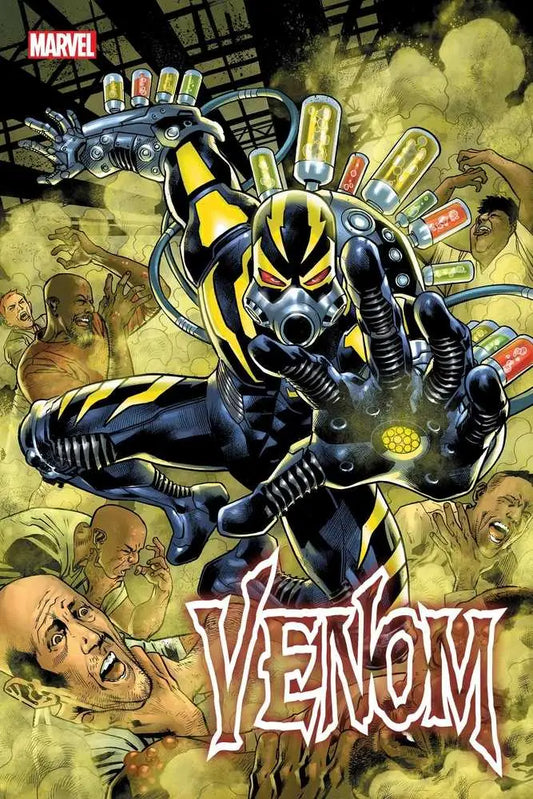 Menacing black and yellow armored figure from Venom #11, perfect for trading cards collection