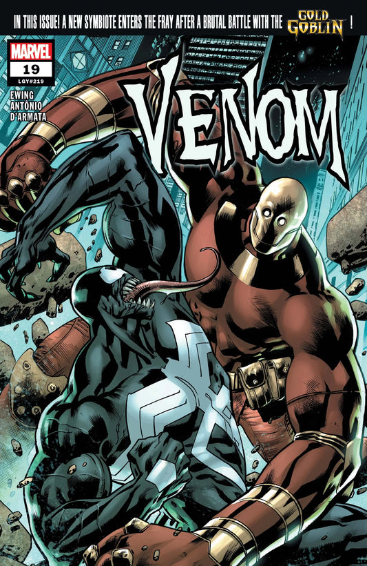 Comic book cover of Venom vs. Juggernaut for Venom 19 trading cards collection