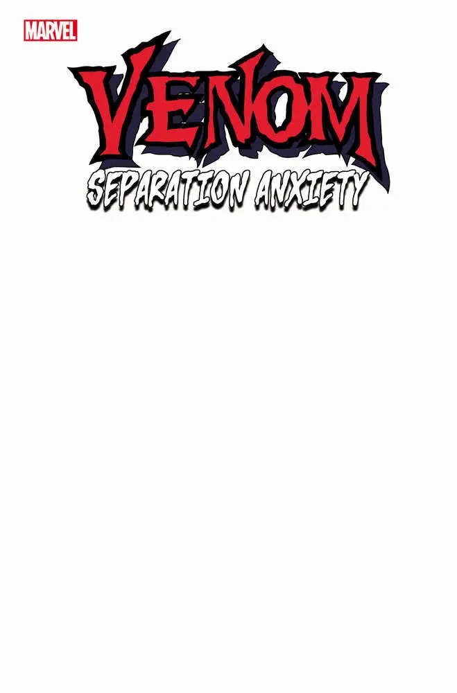 Red and black Venom Separation Anxiety Marvel Comics logo on blank cover variant for trading cards