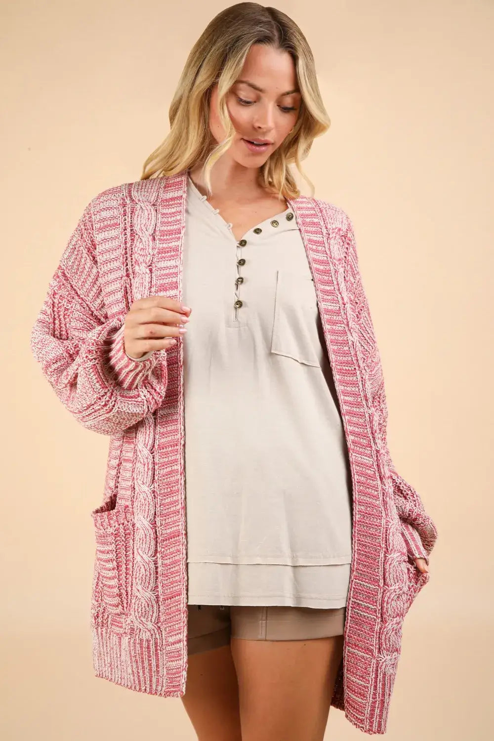 VERY J Cable Knit Open Front Cardigan - Sweaters & Cardigans/Cardigans