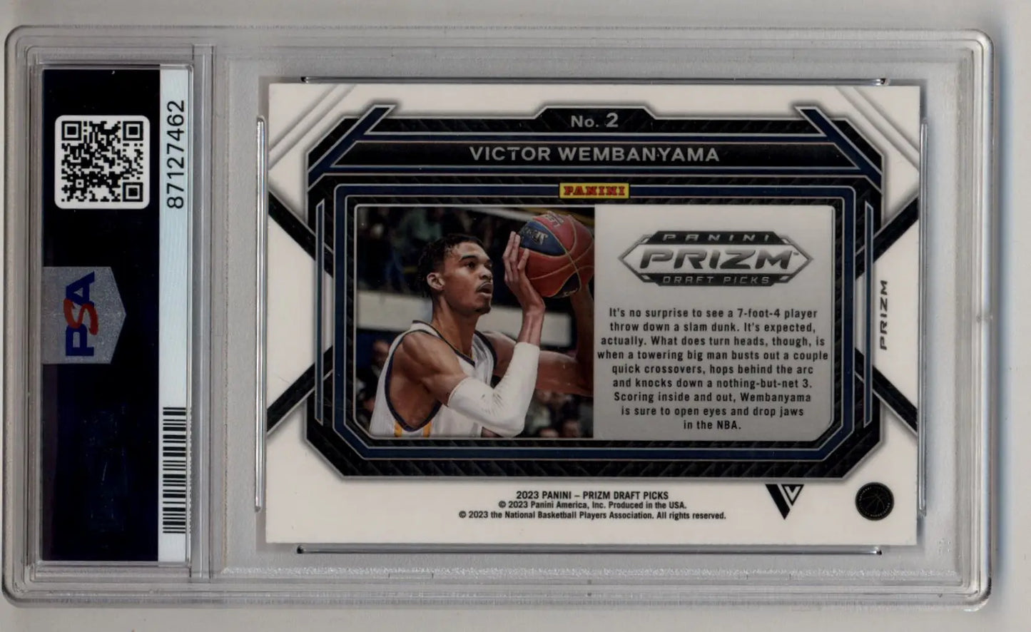 A graded Victor Wembanyama basketball trading card featuring Purple Wave PSA 10 Gem Mint