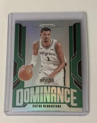Victor Wembanyama Dominance basketball trading card from Panini Prizm Deep Space Base