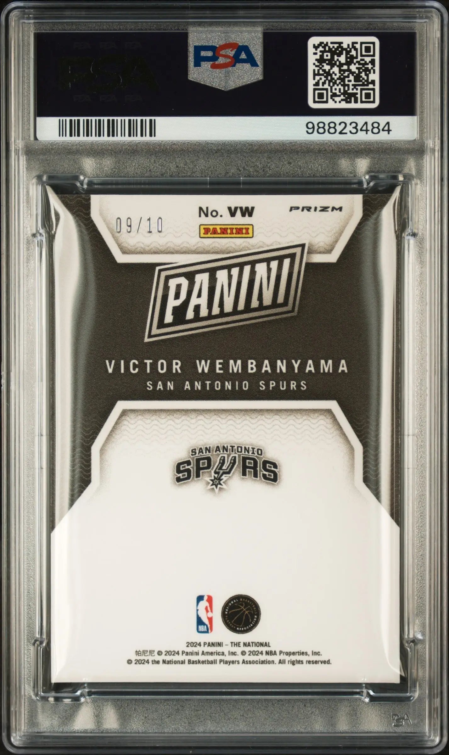 Victor Wembanyama 2024 Panini National Silver Pack Insert #9/10 PSA 9 Mint basketball card
