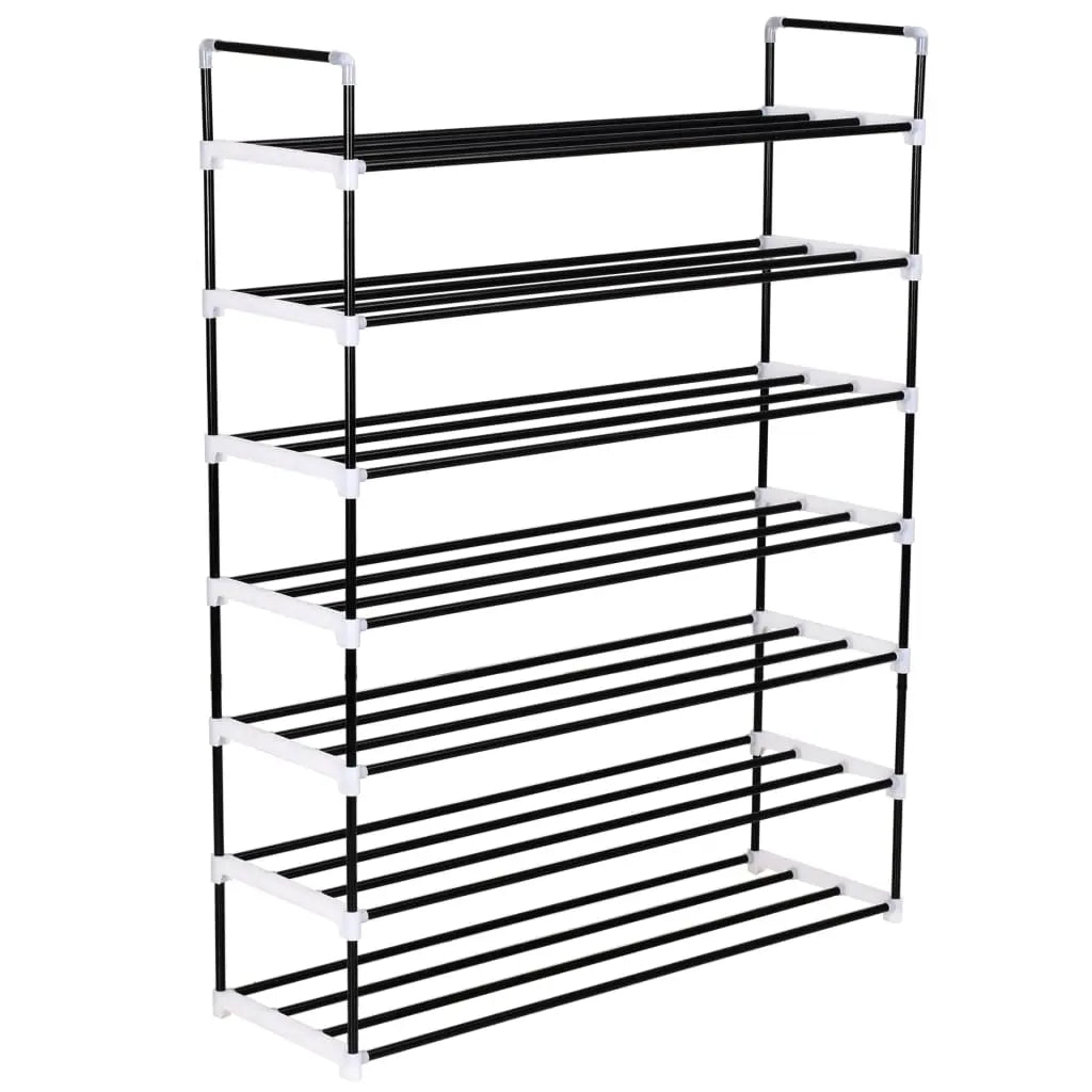 vidaXL 1/4/7x Shoe Rack with 7 Shelves Metal and Plastic Black Storage Stand - Home & Garden > Household Supplies >