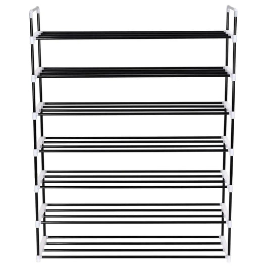vidaXL 1/4/7x Shoe Rack with 7 Shelves Metal and Plastic Black Storage Stand - Home & Garden > Household Supplies >