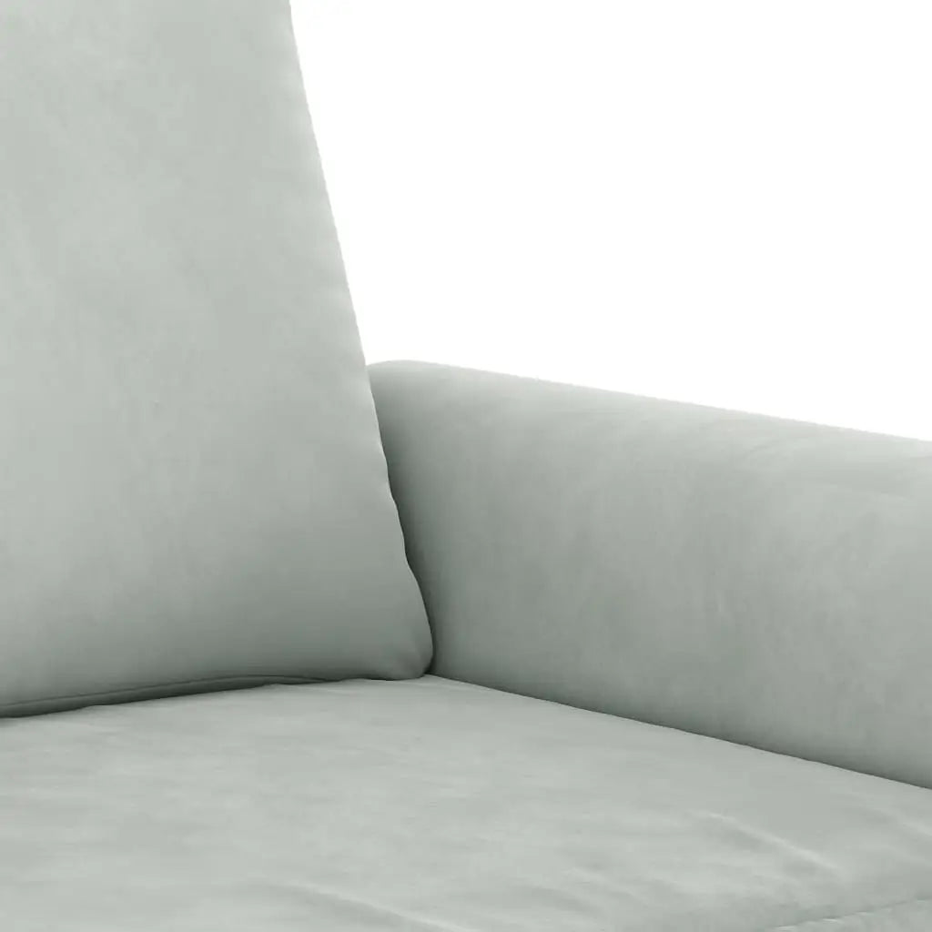 vidaXL 2 Piece Sofa Set with Cushions Light Gray Velvet - Furniture > Sofas