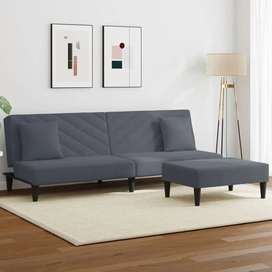 vidaXL 2 Piece Sofa Set with Pillows Dark Gray Velvet - Furniture > Sofas