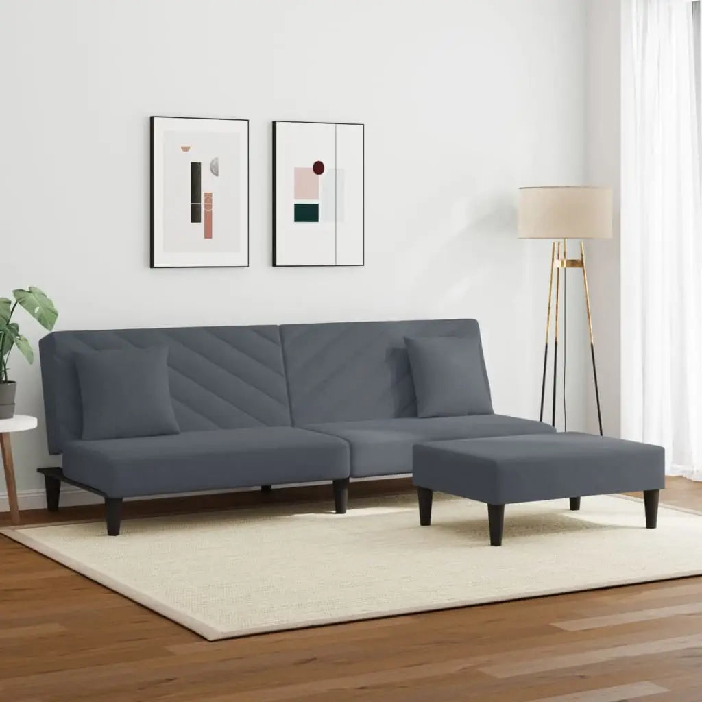 vidaXL 2 Piece Sofa Set with Pillows Dark Gray Velvet - Furniture > Sofas