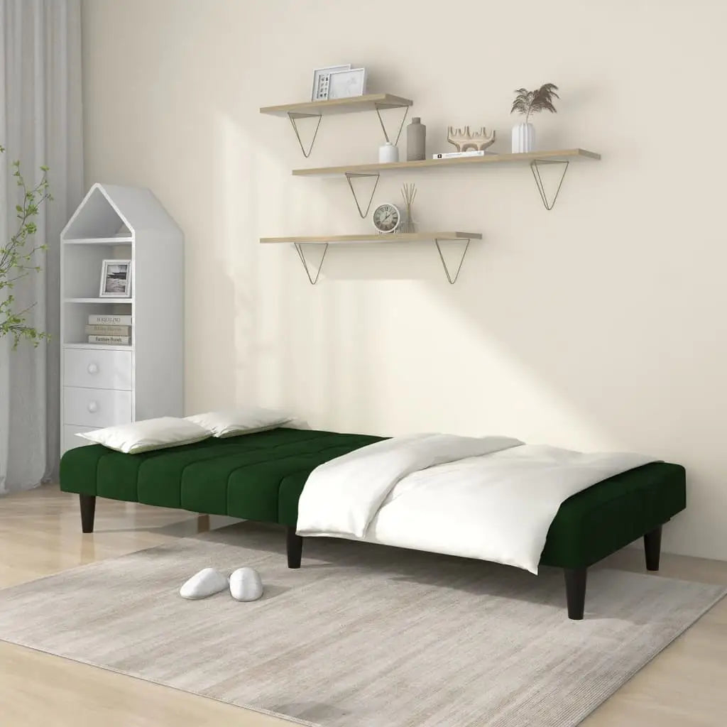 vidaXL 2-Seater Sofa Bed Dark Green Velvet - Furniture > Sofas